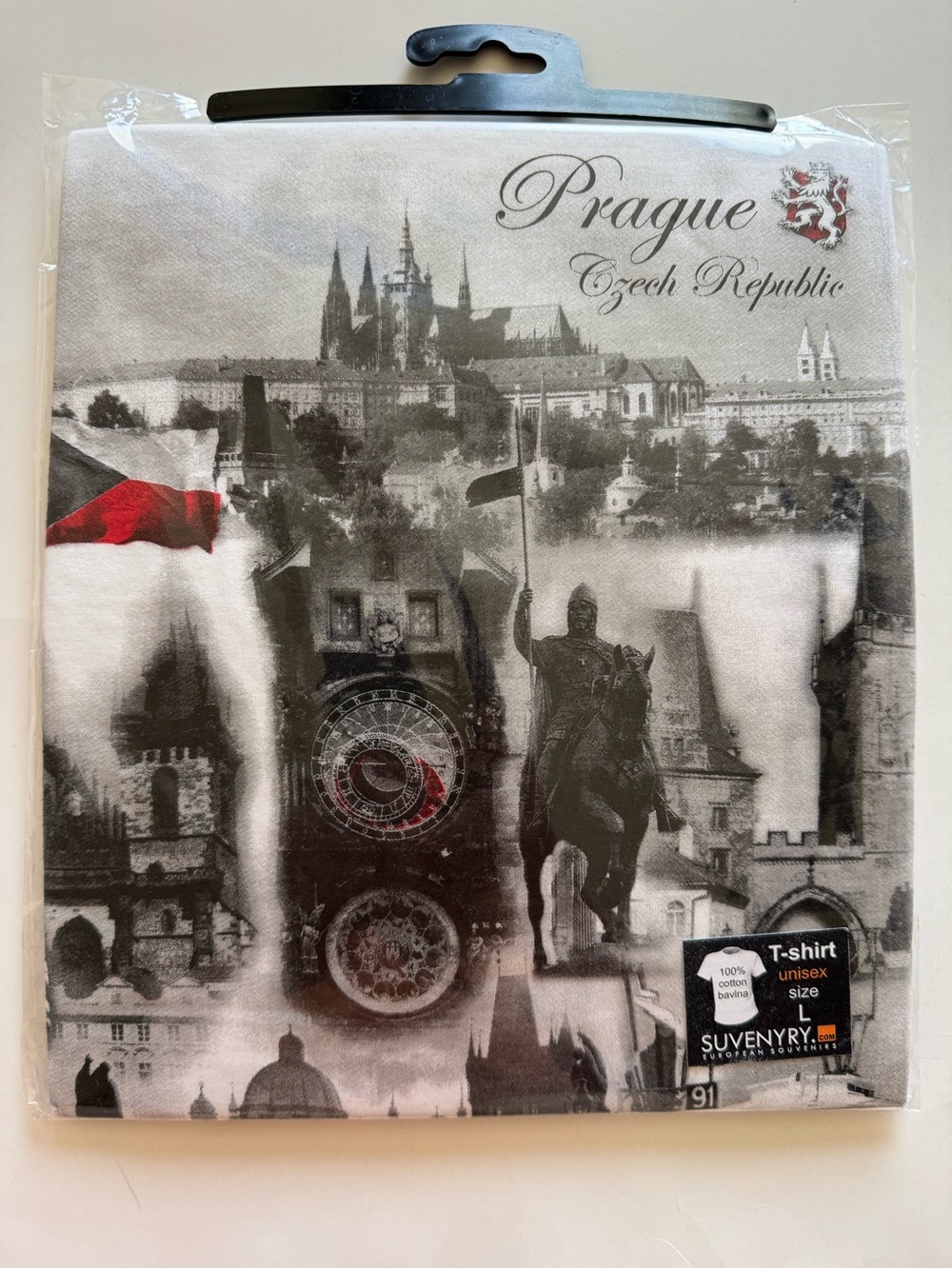 Prague Czech Republic Souvenir T Shirt 100% Cotton Size Large